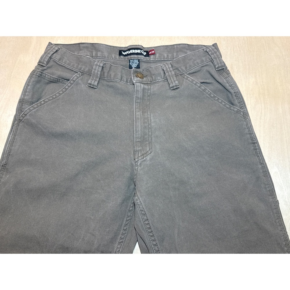 Wolverine Mens 32x30 Gray Canvas Carpenter Work Pants Utility Straight Leg
